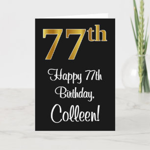 Carte 77e anniversaire ~ Elégant Luxueux Faux Gold Look 