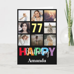 Carte 77e anniversaire heureux Collage photo moderne noi