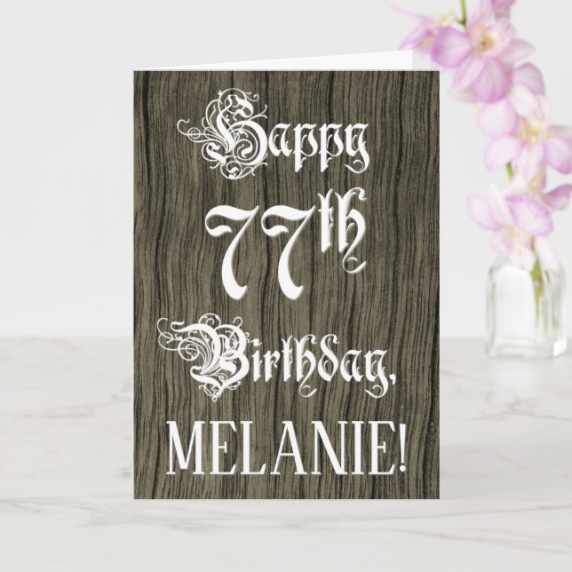 Carte 77e anniversaire : Texte élégant et raffiné; Faux  (Orchidée)
