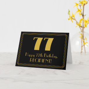 Carte 77ème anniversaire : Art Déco Inspiré Look "77" + 