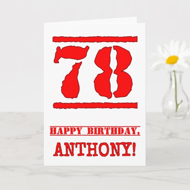 Carte 78e anniversaire : Amusant, Timbre en caoutchouc r (Petite plante)