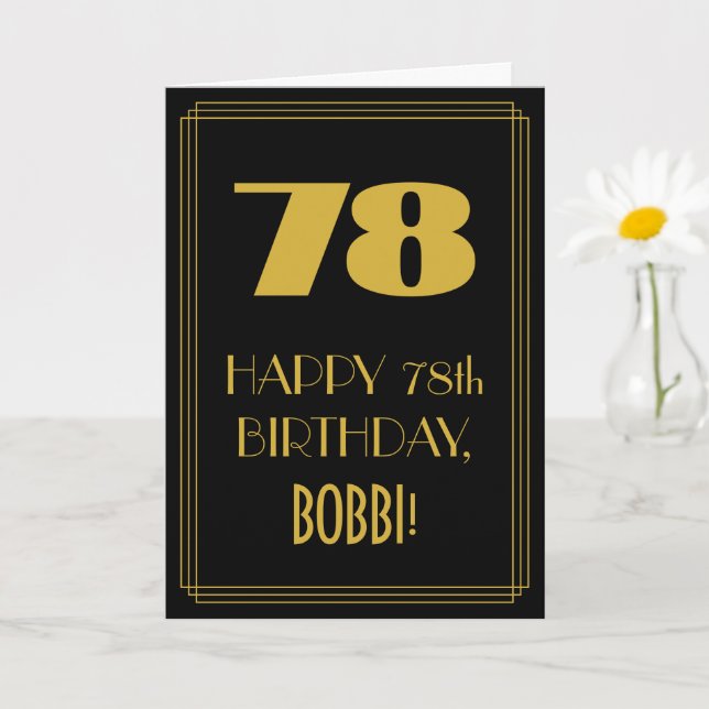 Carte 78e anniversaire - Art Déco Inspiré Look "78" & No (Petite plante)