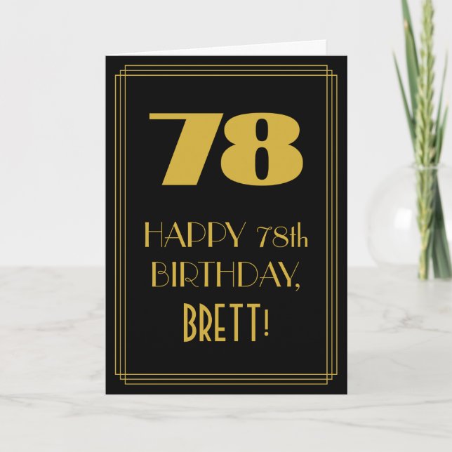 Carte 78e anniversaire ~ Art Déco Inspiré Look "78" & No (Devant)
