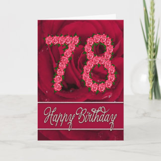 Carte 78e anniversaire avec rose et feuille