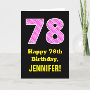 Carte 78e anniversaire : Pink Stripes and Hearts "78" + 
