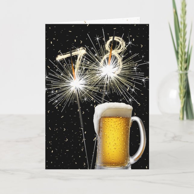 Carte 78e anniversaire Sparklers avec Beer Mug (Devant)