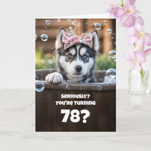 Carte 78e Joyeux Anniversaire Chien Husky Mignon et Amus