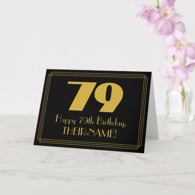 Carte 79e anniversaire : Art Déco Inspiré Look "79" & No (Orchidée)