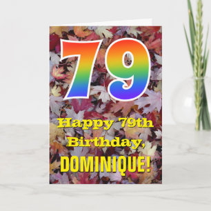 Carte 79e anniversaire; feuilles d'automne rustiques; ar