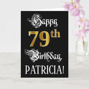 Carte 79e anniversaire — Script fantaisie; look or Faux;