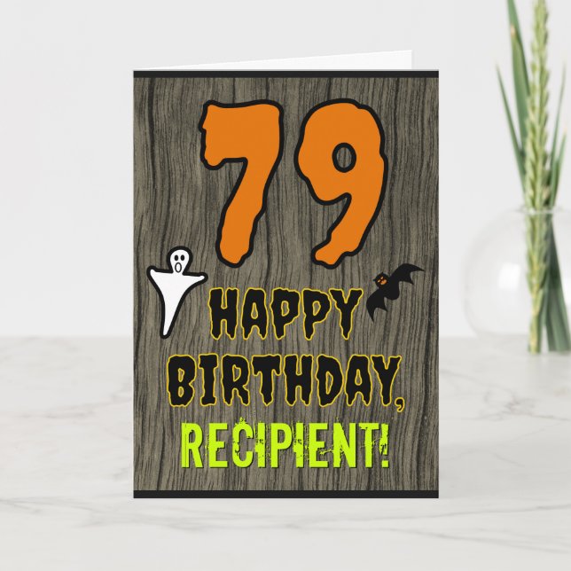 Carte 79e Birthday: Spooky Halloween Theme, nom de Custo (Devant)