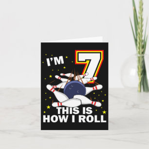 Carte 7 Anniversaire Bowling I'm 7 Year Old B day Funny 