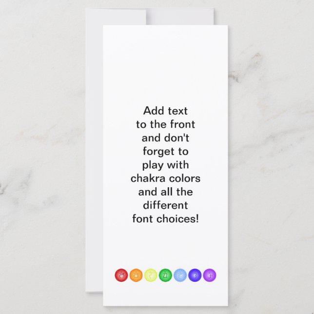 Carte 7 chakras sur une ligne horizontale (Devant)
