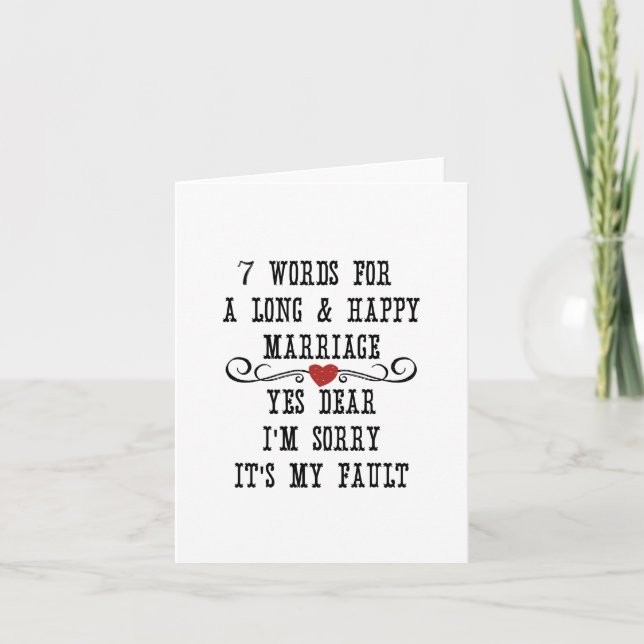 Carte 7 Mots Pour Un Mariage Long Et Heureux (Devant)