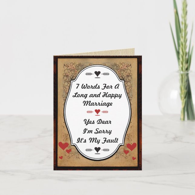 Carte 7 Mots Pour Un Mariage Long Et Heureux (Devant)
