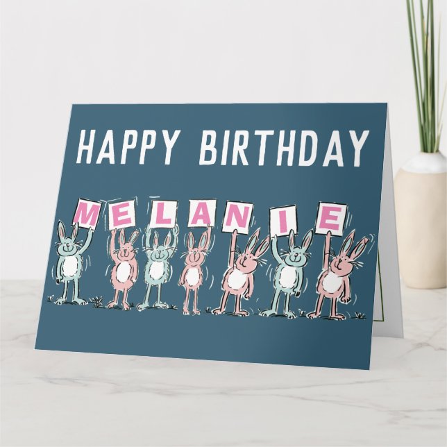Carte 7 Nom de la lettre Joyeux lapins d'anniversaire (Devant)