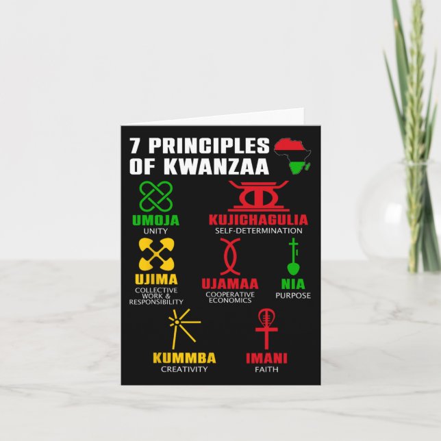Carte 7 Principes de la célébration de Kwanzaa Pan Afric (Devant)