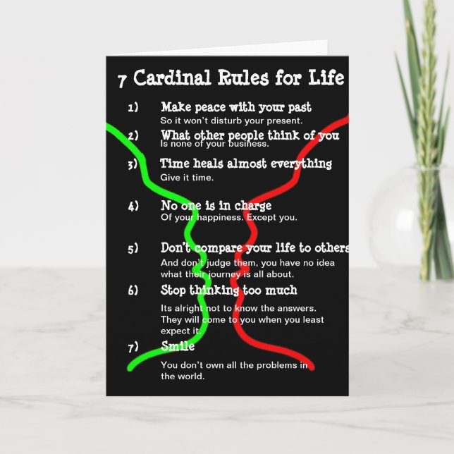 Carte 7 Règles cardinales pour la vie (Devant)