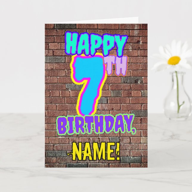 Carte 7e anniversaire - Amusant, Graffiti urbain inspiré (Petite plante)