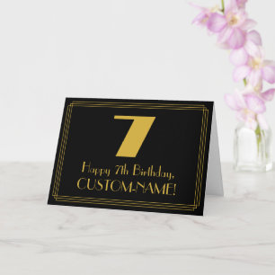 Carte 7e anniversaire : Art Déco Inspiré Look "7" & Nom