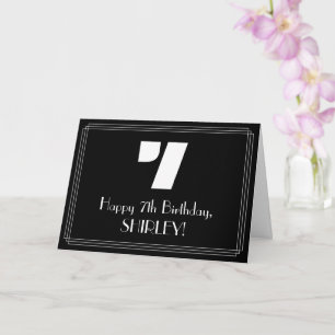 Carte 7e anniversaire : Art Déco Inspiré Look "7" & Nom