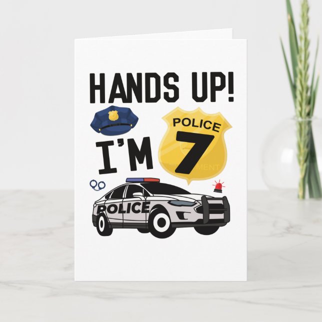Carte 7e anniversaire Cadeau policier 7 année garçon (Devant)