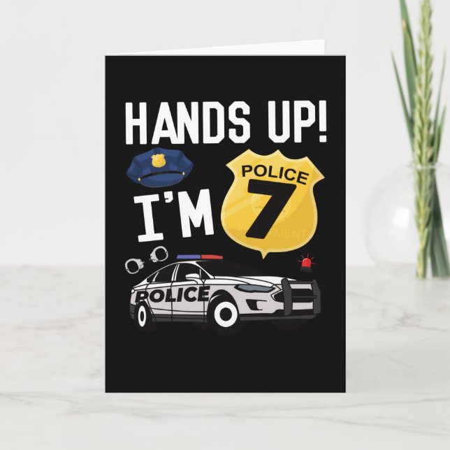 Carte 7e anniversaire Cadeau policier 7 année garçon (Devant)