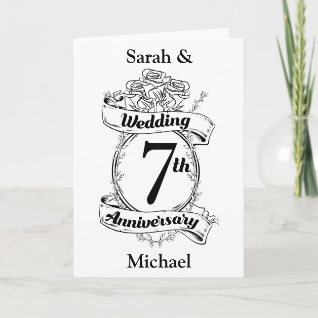 Carte 7E anniversaire de Mariage Rose (Devant)