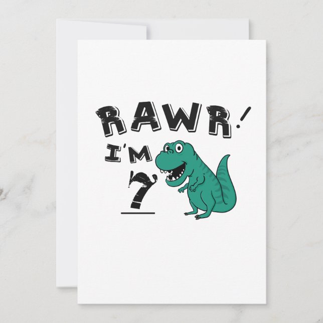 Carte 7e anniversaire Dinosaur cadeau pour les garçons d (Devant)
