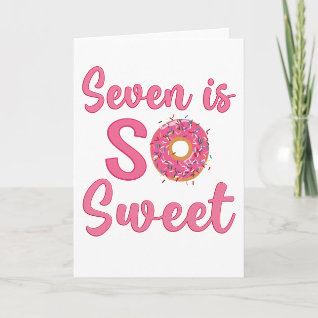 Carte 7e anniversaire Donut sucré 7 ans Cadeau fille (Devant)