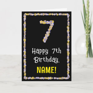 Carte 7e anniversaire : Floral Flowers Numéro, Nom perso