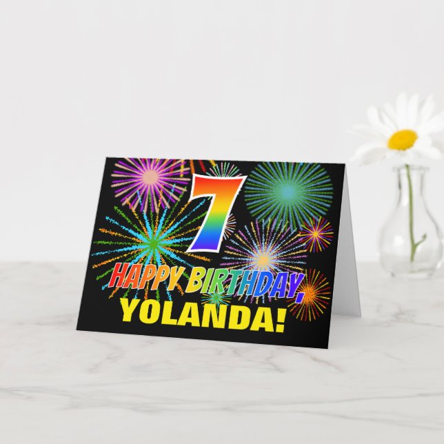 Carte 7e anniversaire : Gras, Amusement, Feu d'artifice, (Petite plante)