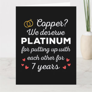 Carte 7e anniversaire Mariage I - Couple amusant en cuiv