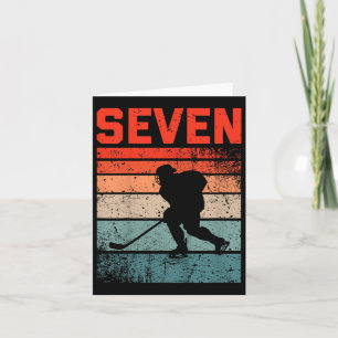 Carte 7e anniversaire Retro Hockey sur glace 7 ans Garço