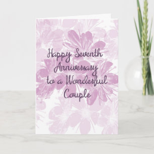 Carte 7ème anniversaire de mariage fleurs de lavande