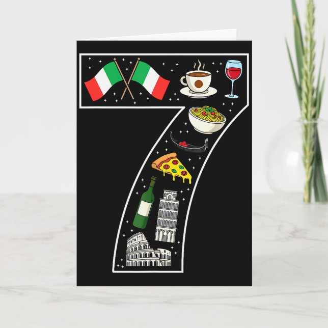Carte 7th Birthday Italian Culture 7 Year Old Italy Flag (Devant)