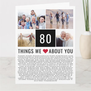 Carte 80 Choses Que Nous Aimons De Vous   80e anniversai