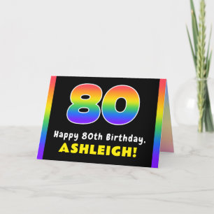 Carte 80e anniversaire : Arc-en-ciel coloré # 80, Nom pe