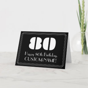 Carte 80e anniversaire : Art Déco Inspiré Look "80" & No