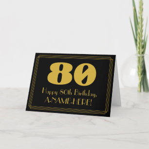 Carte 80e anniversaire : Art Déco Inspiré Look "80" & No