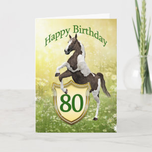 Carte 80e anniversaire avec un cheval d'élevage