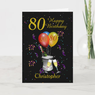 Carte 80e anniversaire Black Gold Celebration