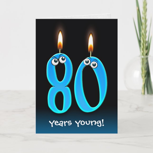 Carte 80e anniversaire bougies avec boules (Devant)