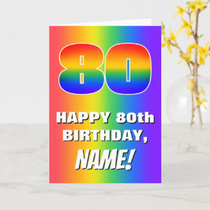 Carte 80e anniversaire : coloré, amusant Motif arc-en-ci