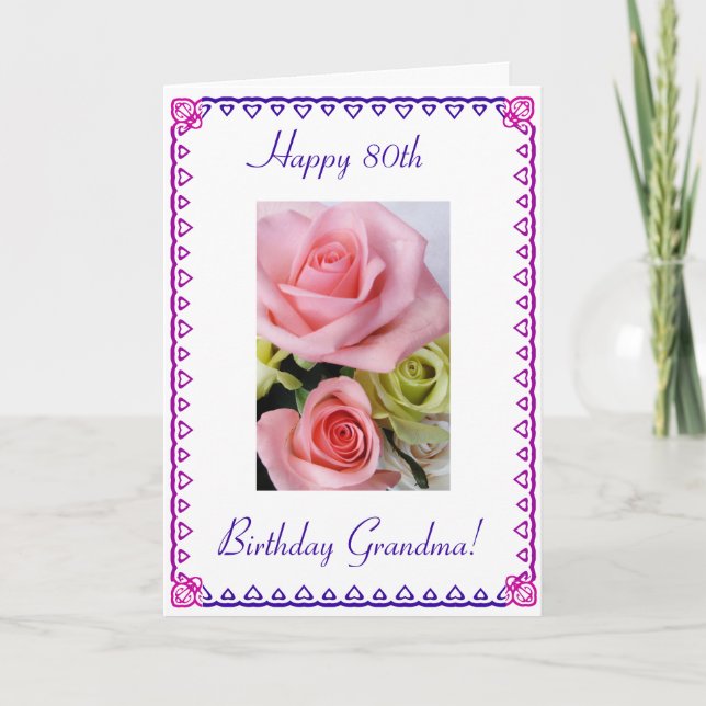 Carte 80e anniversaire de grand-mère (Devant)