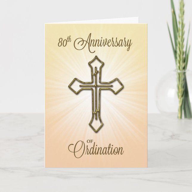 Carte 80e anniversaire de l'ordination, Croix d'or sur l (Devant)