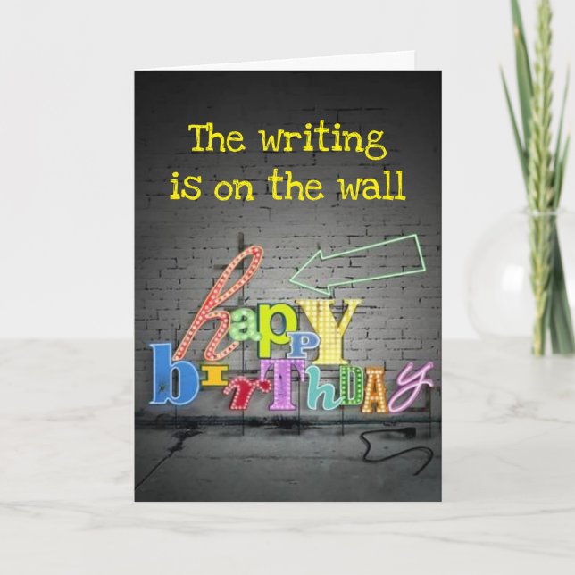 Carte **80e ANNIVERSAIRE** ÉCRIRE EST AU MUR ANNIVERSAIR (Devant)