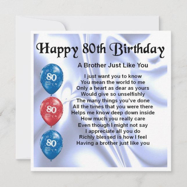 Carte 80e anniversaire - Frère (Devant)