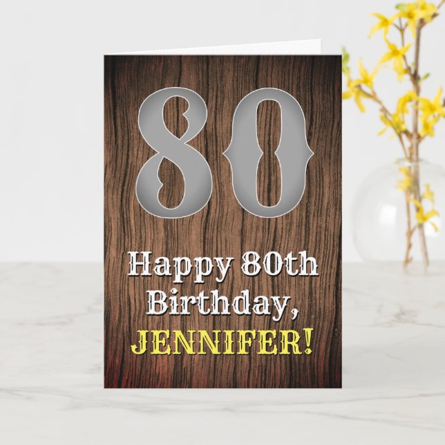 Carte 80e anniversaire : Pays inspiré par l'Ouest Look,  (Fleur jaune)