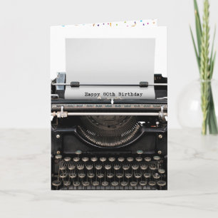 Carte 80e anniversaire Retro Typewriter